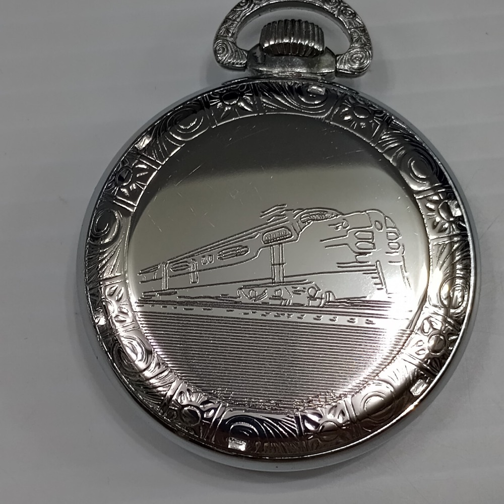 Belle-Suisse‎ Pocket Watch 17 Jewels Shock Absorber "Belle" Train Motif Vtg Box - Picture 9 of 16